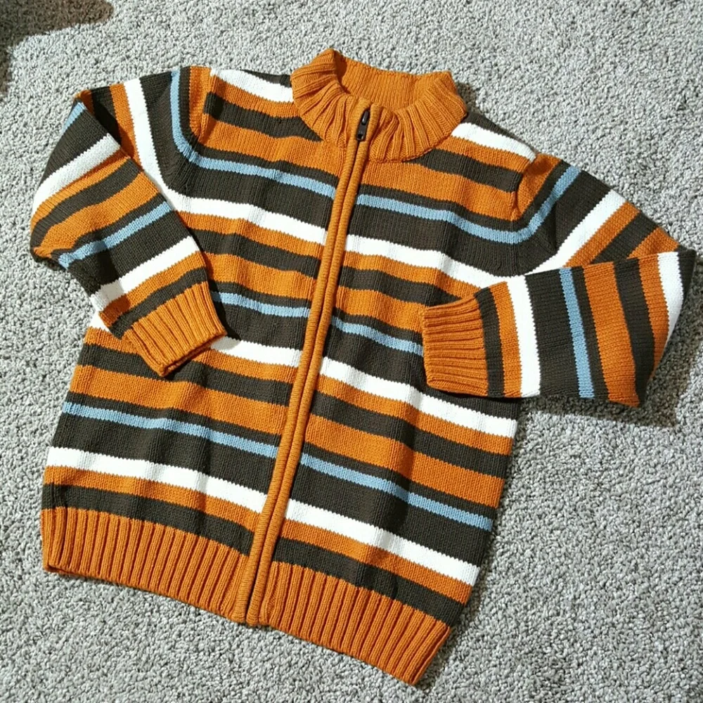 Gymboree boy sweater cardigan knit stripes full zipper size S (5-6)